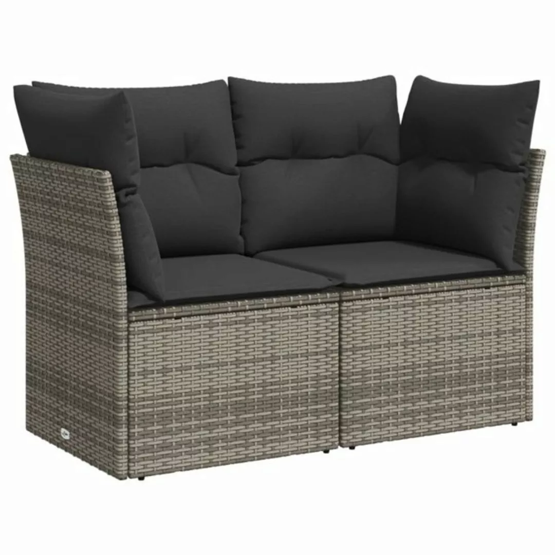 vidaXL Loungesofa Gartensofa 2-Sitzer mit Kissen Grau Poly Rattan, 1 Teile günstig online kaufen