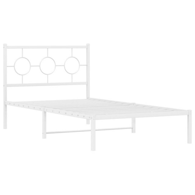 vidaXL Bett Bettgestell mit Kopfteil Metall Weiß 100x200 cm günstig online kaufen