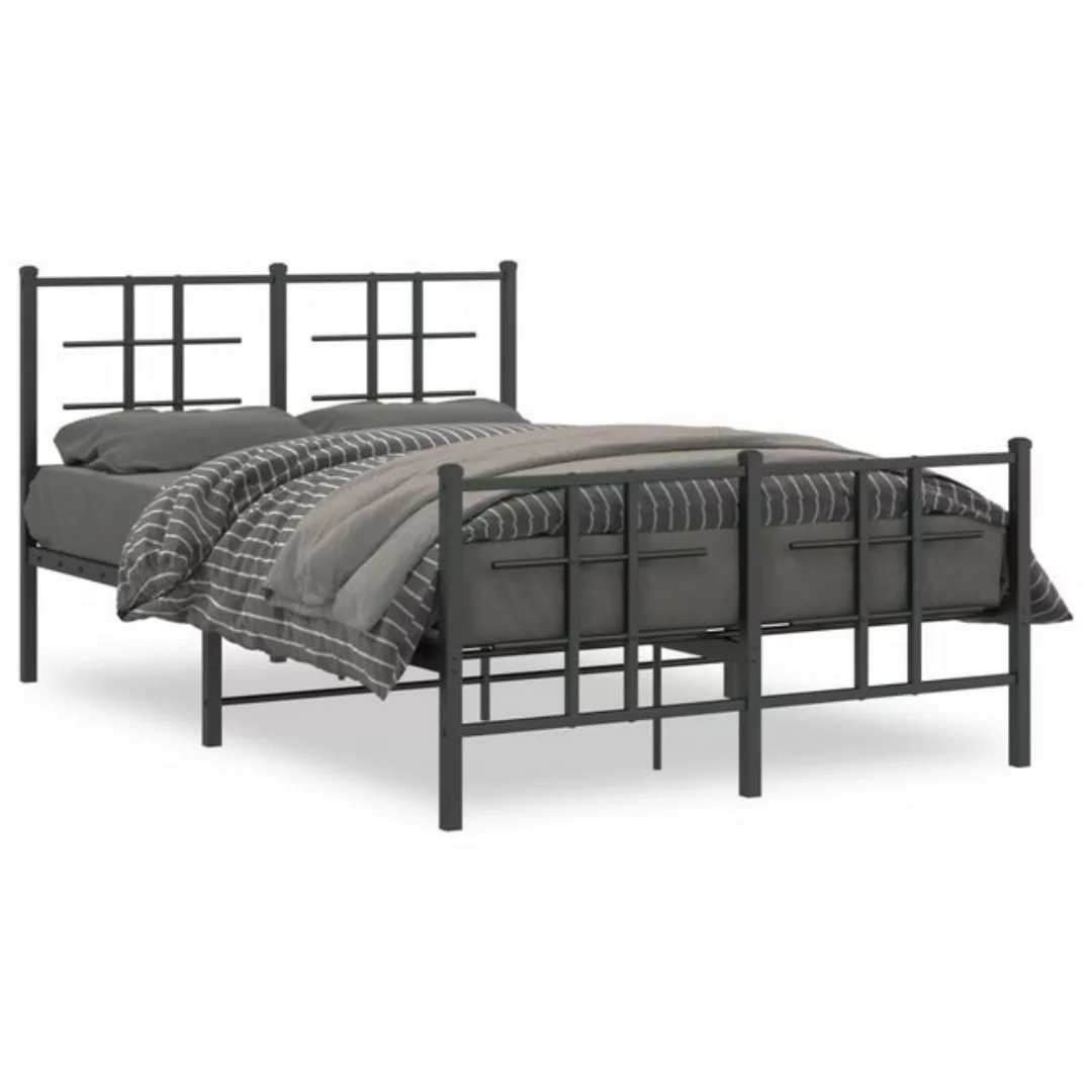 furnicato Bettgestell mit Kopf- und Fußteil Metall Schwarz 120x190 cm (1-tl günstig online kaufen