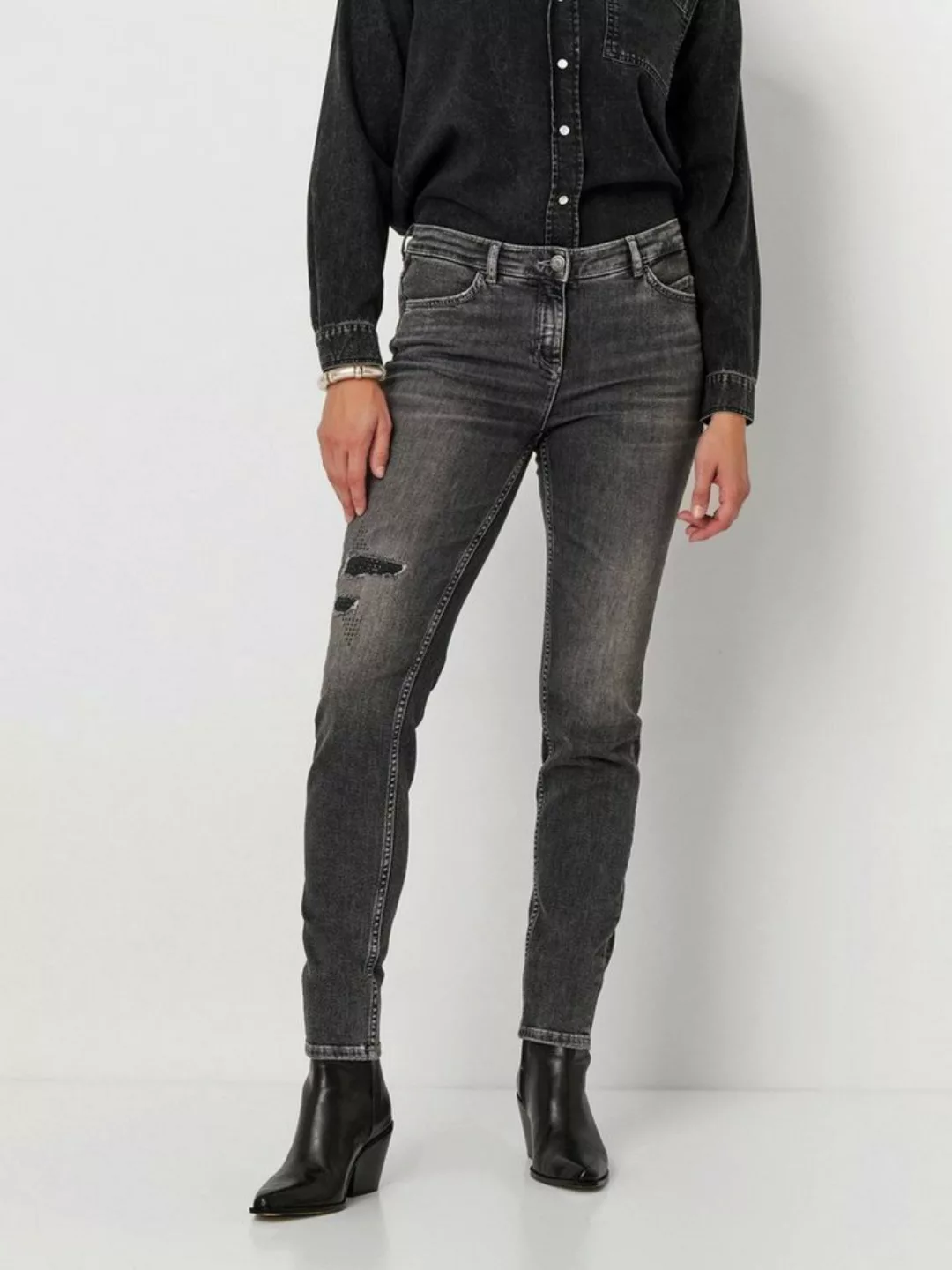 TONI 5-Pocket-Jeans Perfect Shape mit Strassdetail und Destroyed-Effekt günstig online kaufen