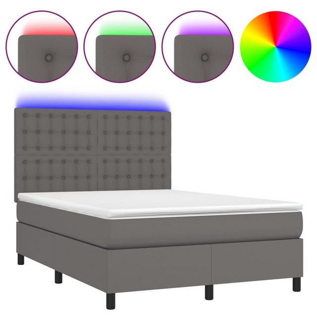 vidaXL Boxspringbett Boxspringbett mit Matratze & LED Kunstleder (140 x 200 günstig online kaufen