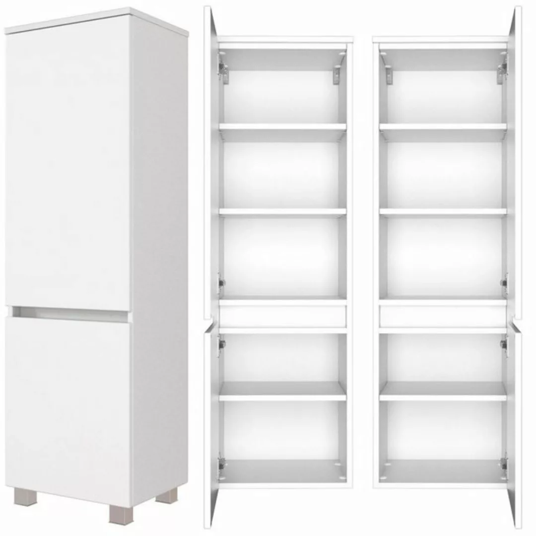 Lomadox Badezimmer Midischrank ARLON-03 matt weiß BxHxT 40x130x35 cm günstig online kaufen