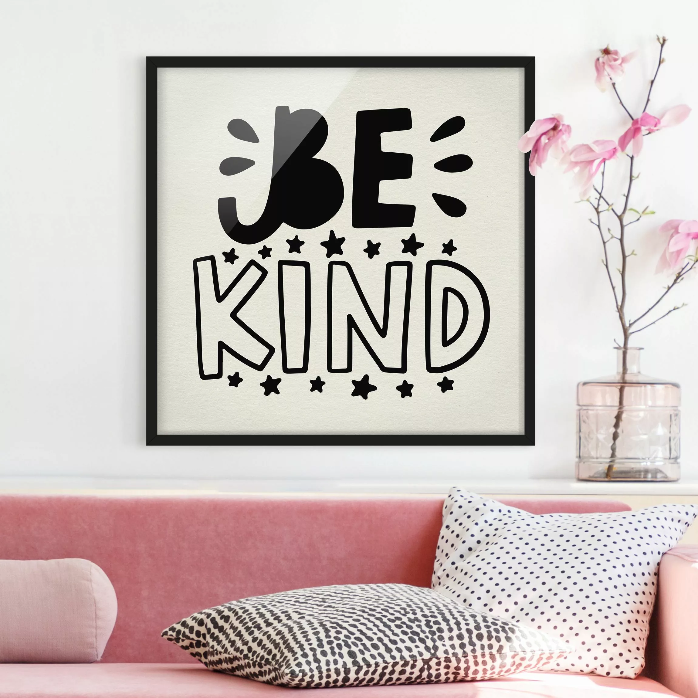 Bild mit Rahmen - Quadrat Be kind günstig online kaufen