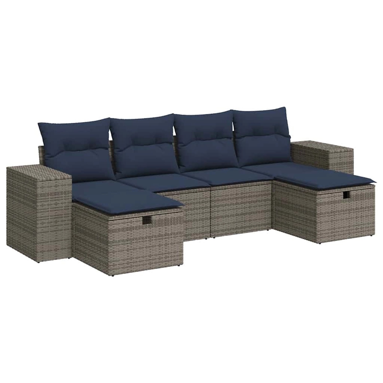 vidaXL 6-Tlg Garten-Sofagarnitur mit Kissen Grau Poly Rattan 3325727 günstig online kaufen