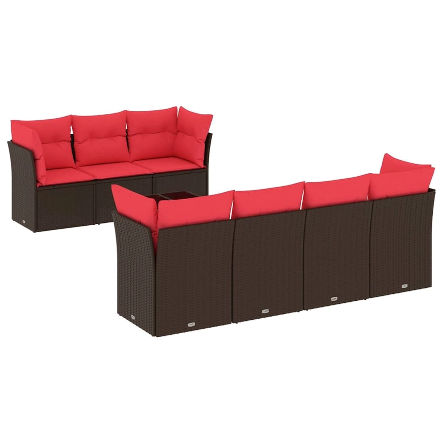vidaXL 8-Tlg Garten-Sofagarnitur mit Kissen Braun Poly Rattan 3217284 günstig online kaufen
