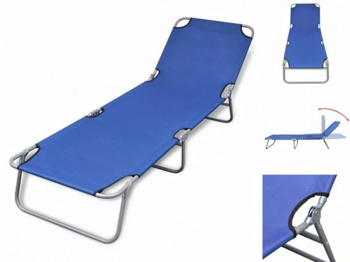 vidaXL Campingliege Klappbare Sonnenliege Pulverbeschichteter Stahl Blau günstig online kaufen