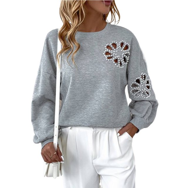 MC Star Rundhalspullover Langarmpullover für Damen Herbst/Winter Perlen und günstig online kaufen