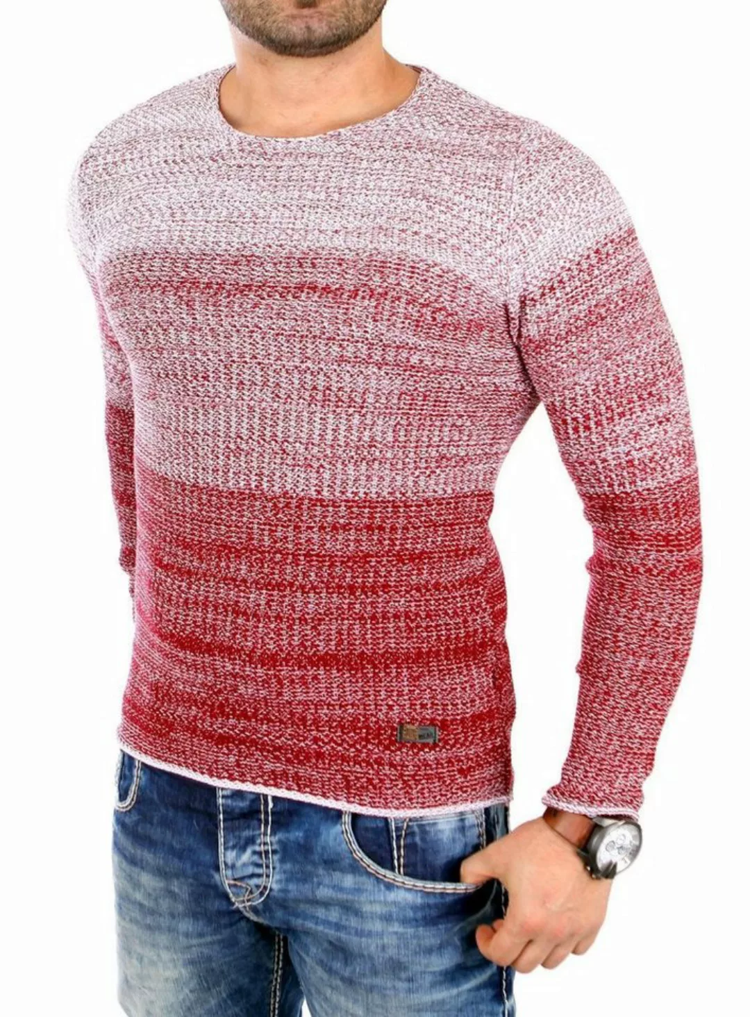 Reslad Strickpullover Reslad Strickpullover Herren Colorblock Crewneck Pull günstig online kaufen