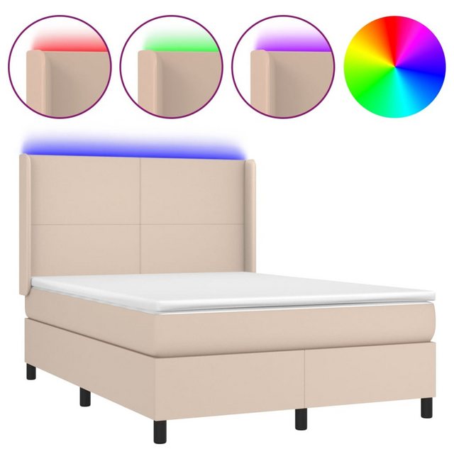 vidaXL Boxspringbett Boxspringbett mit Matratze und LED Kunstleder (140 x 1 günstig online kaufen