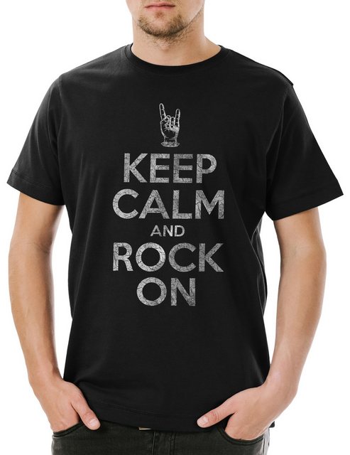 Urban Backwoods Print-Shirt Keep Calm And Rock On Herren T-Shirt Heavy Meta günstig online kaufen