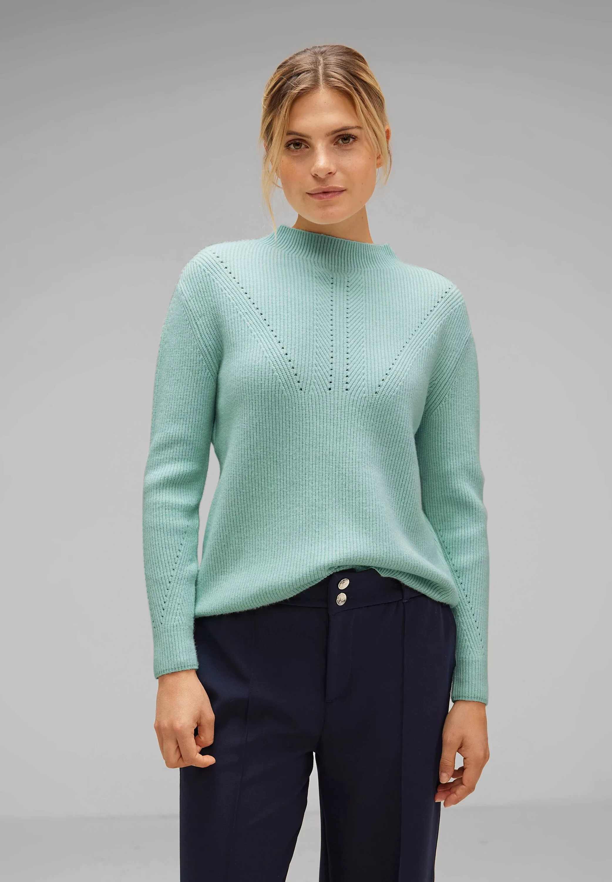 STREET ONE Stehkragenpullover, in Unifarbe günstig online kaufen