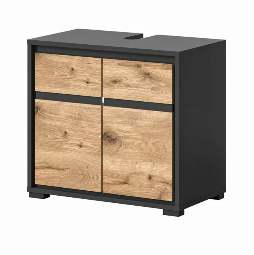 Inn.Furn Waschbeckenunterschrank Malik (in Eiche Nox mit grau, Breite 60 cm günstig online kaufen