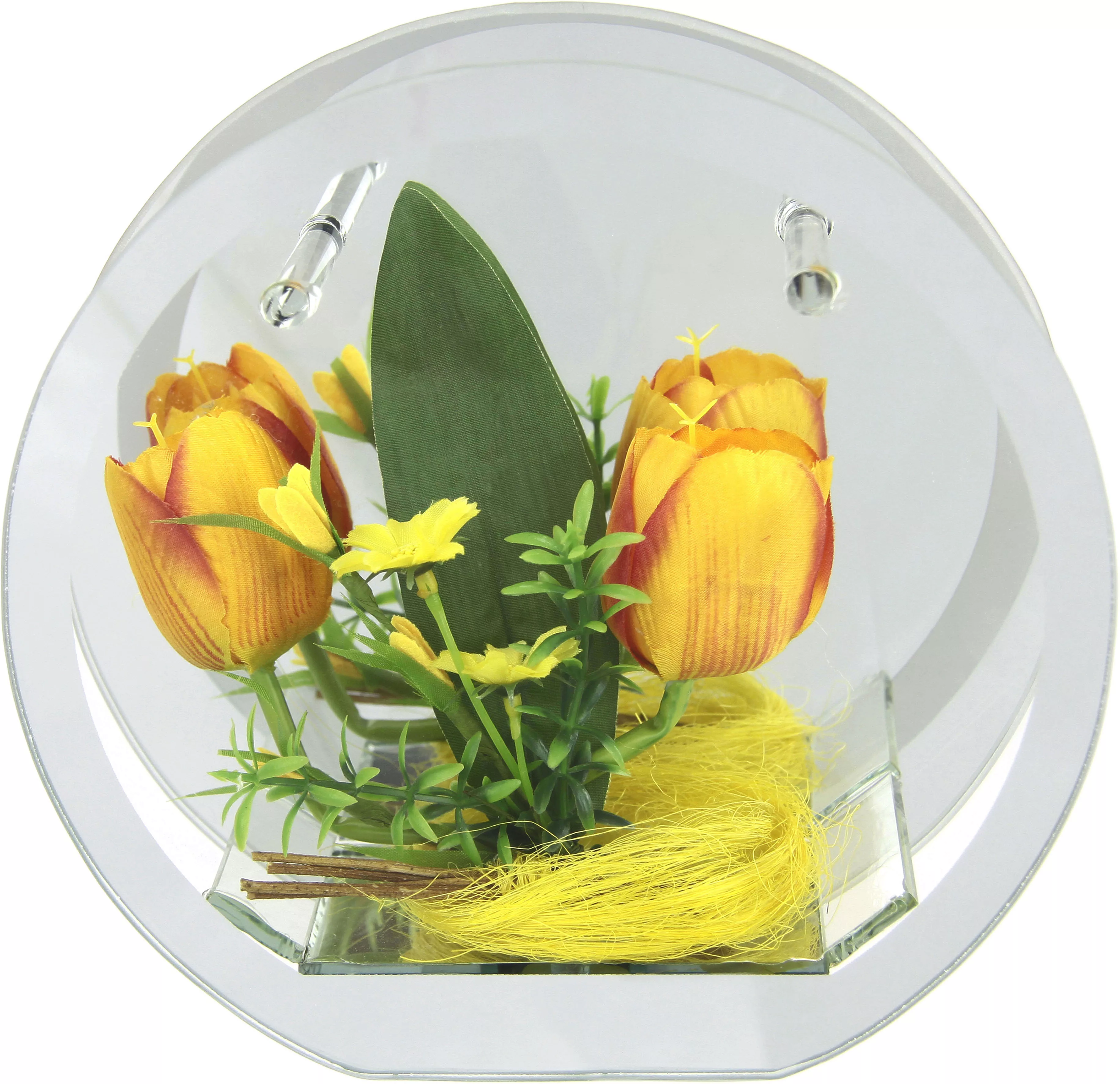 I.GE.A. Dekoobjekt "LED-Tulpe", Dekoriertes Glas mit Tulpen Gänseblümchen H günstig online kaufen