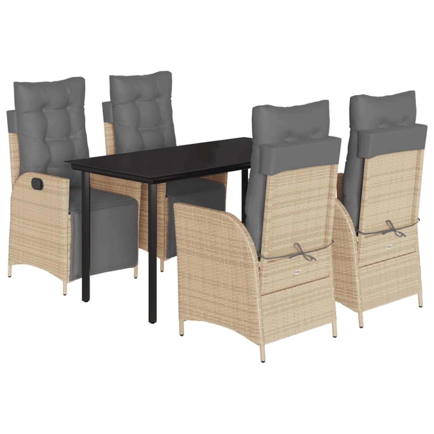 vidaXL 5-Tlg Garten-Essgruppe mit Kissen Beigemischung Poly Rattan 3213457 günstig online kaufen