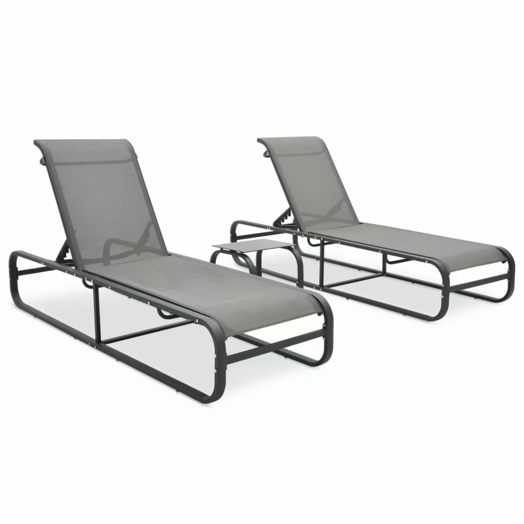 Sonnenliegen 2 Stk. Mit Tisch Textilene Und Aluminium günstig online kaufen