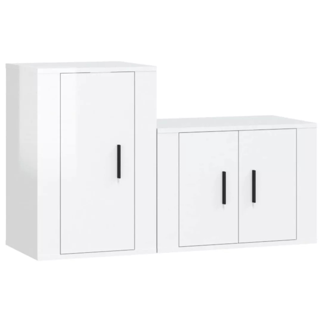 Vidaxl 2-tlg. Tv-schrank-set Hochglanz-weiß Holzwerkstoff günstig online kaufen