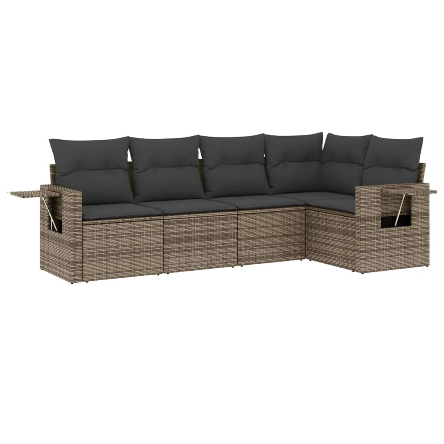 vidaXL 5-Tlg Garten-Sofagarnitur mit Kissen Grau Poly Rattan 3252467 günstig online kaufen