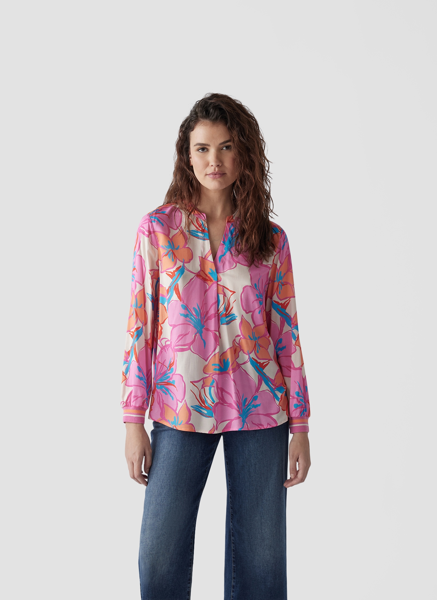 LeComte Klassische Bluse "LeComte Farbenfrohe Bluse mit floralem Print" günstig online kaufen