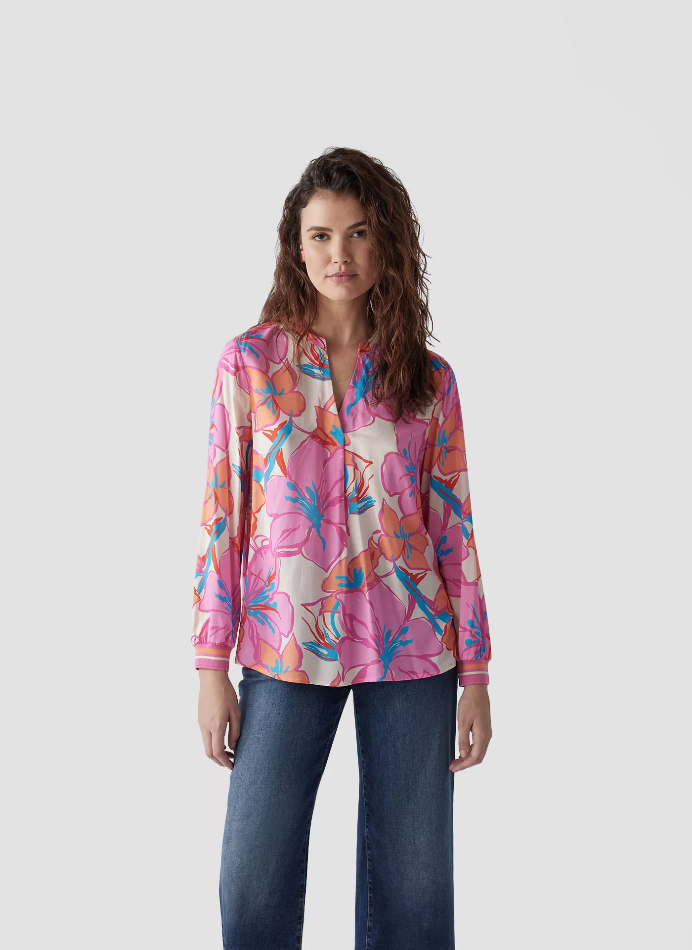 LeComte Klassische Bluse "LeComte Farbenfrohe Bluse mit floralem Print" günstig online kaufen