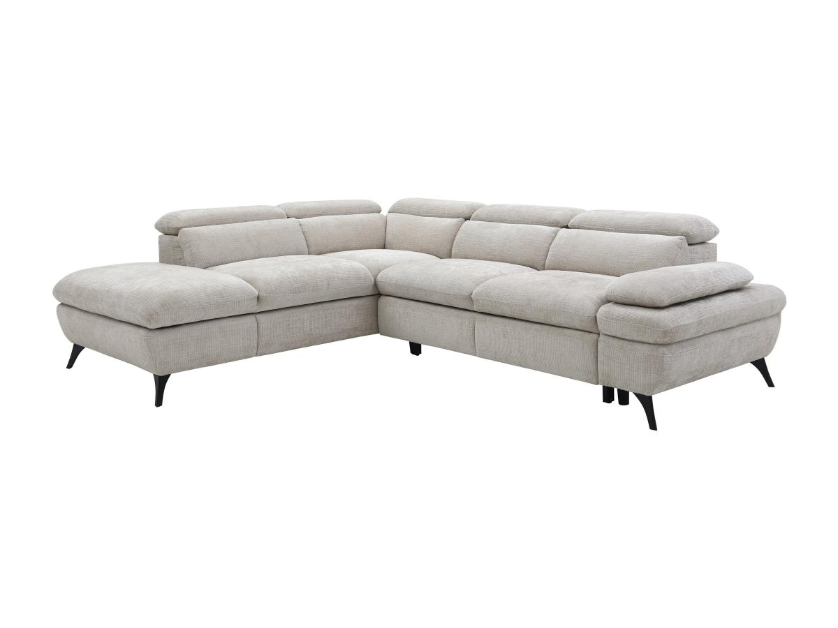 Ecksofa mit Schlaffunktion - Ecke links - Strukturstoff - Beige - SURDELI günstig online kaufen