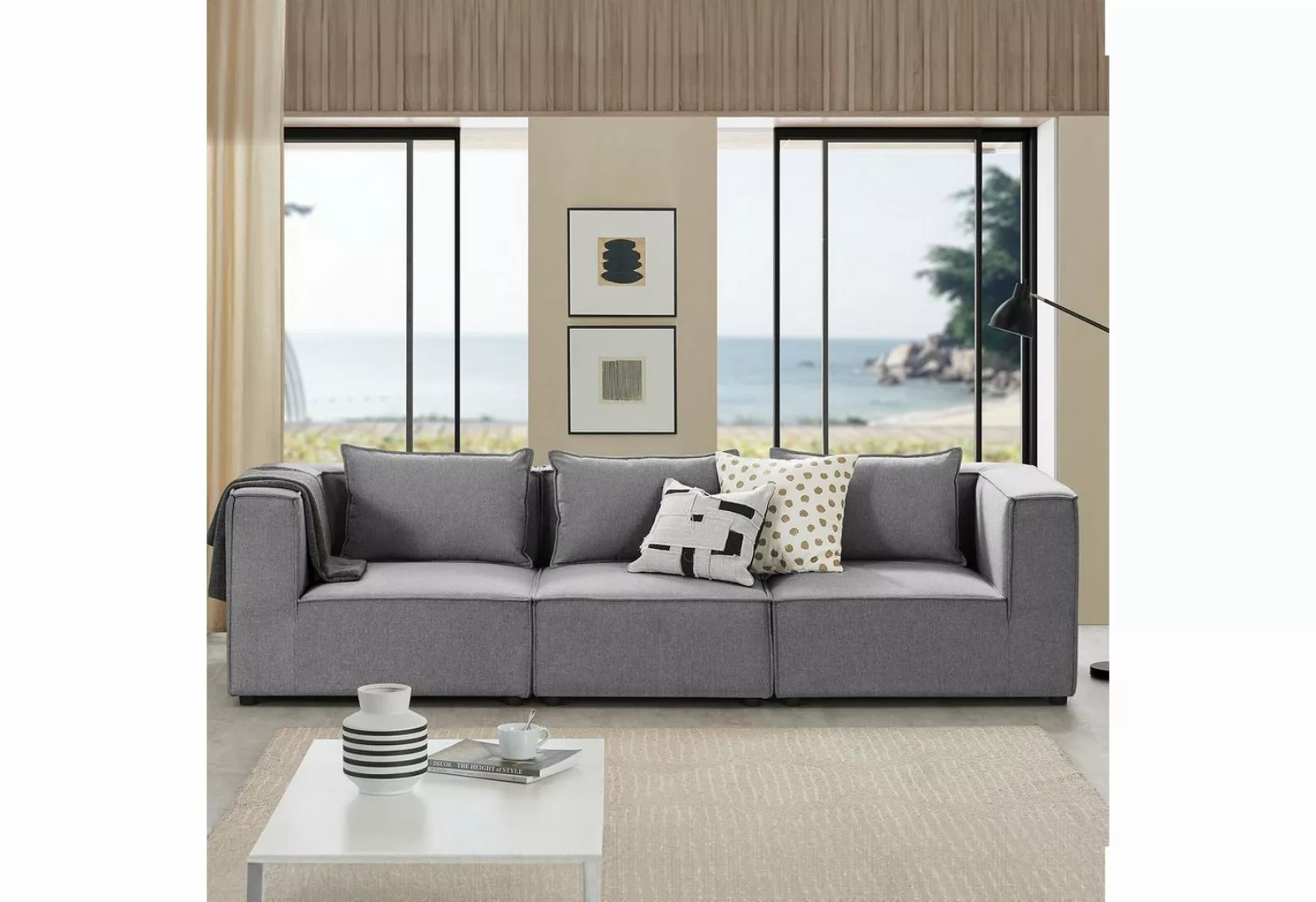Juskys 3-Sitzer Domas, 3 Teile, M, modulare Couch für Wohnzimmer, Garnitur günstig online kaufen