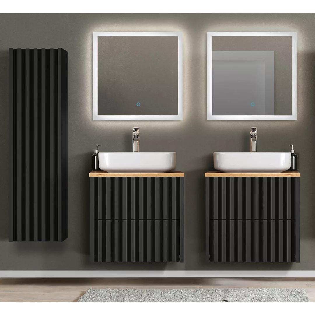 Badezimmermöbel Set mit 2 Hochschränken, Waschtisch 60 cm NANTES-107 in sch günstig online kaufen