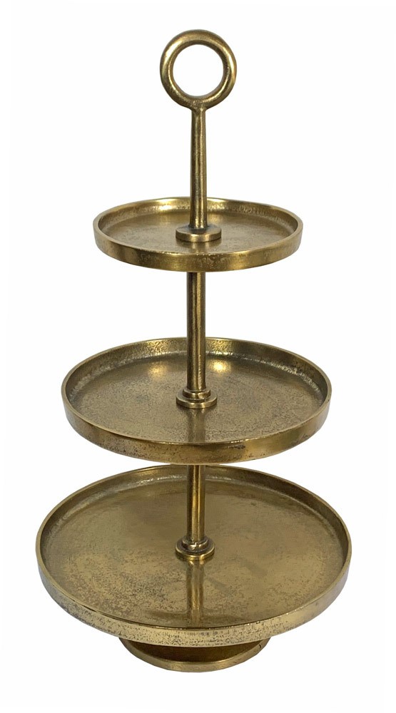 Etagere Aluminium Gold 3 Stöckig Antik-Stil Servierständer 47cm günstig online kaufen