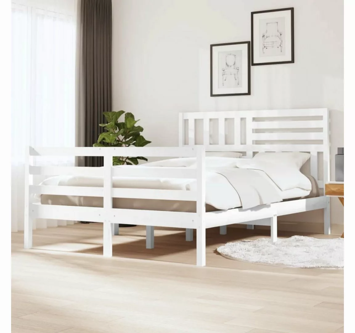 furnicato Bett Massivholzbett Weiß 120x200 cm günstig online kaufen