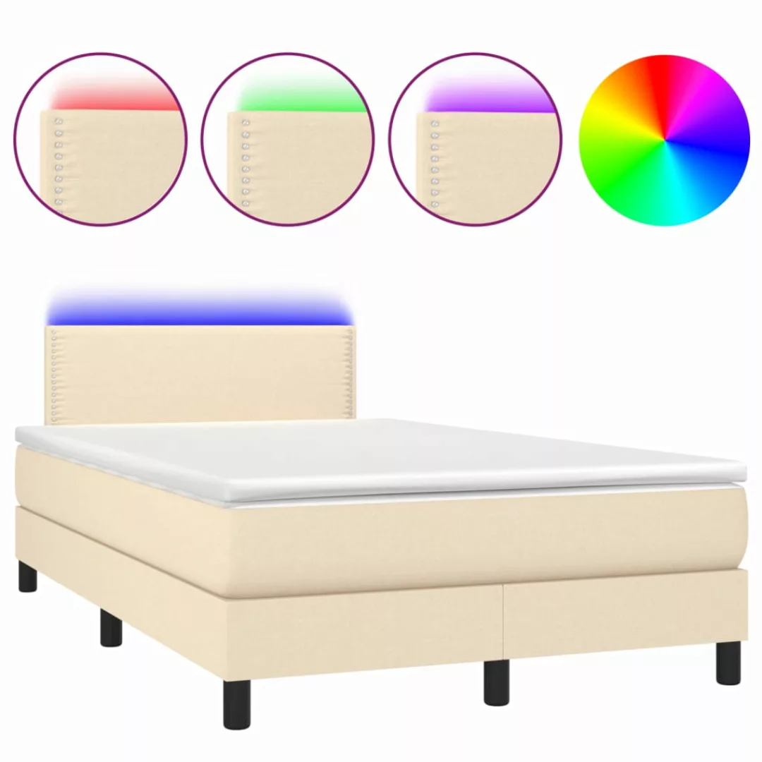 Vidaxl Boxspringbett Mit Matratze & Led Creme 120x200 Cm Stoff günstig online kaufen