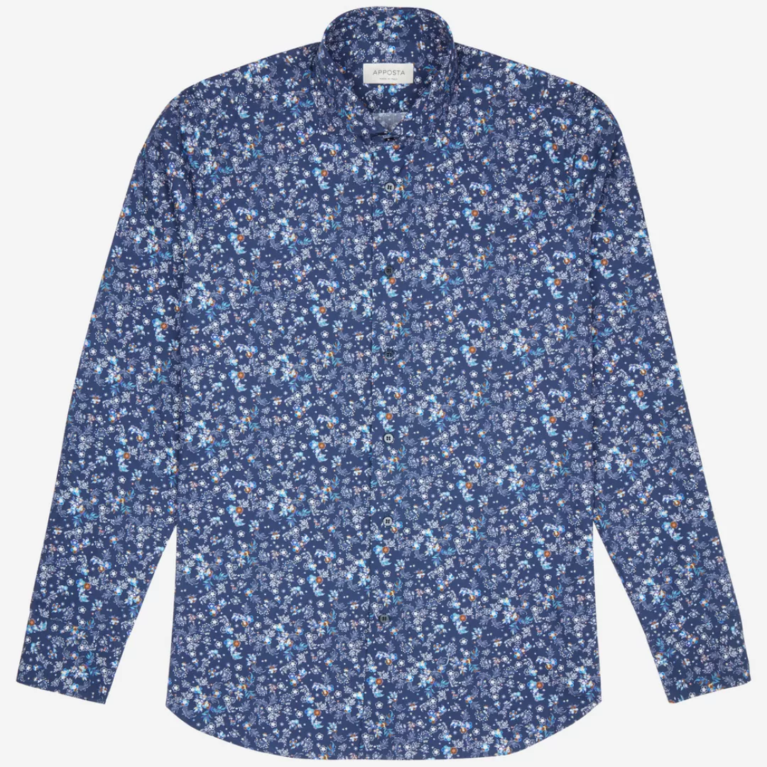 Hemd  blumenmuster  marineblau 100% reine baumwolle popeline, kragenform  n günstig online kaufen