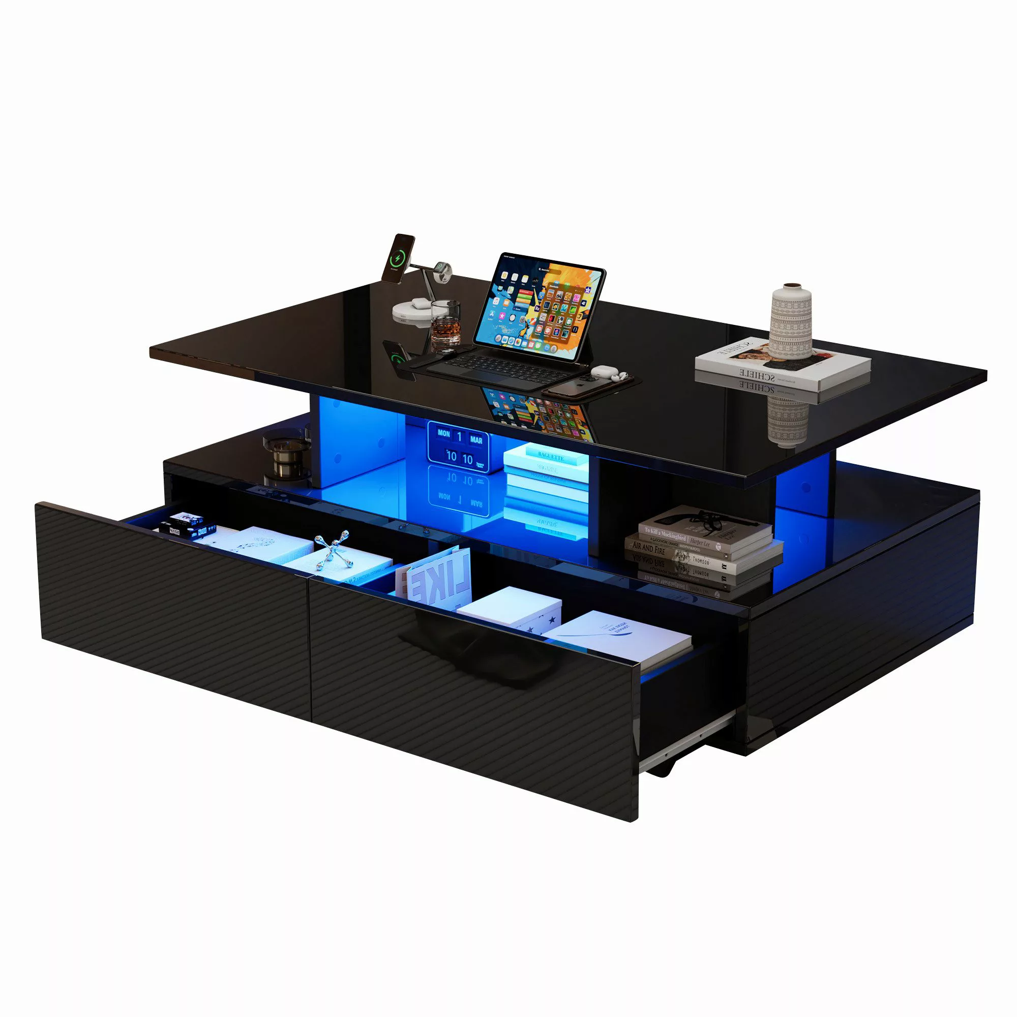 MODFU Couchtisch hochglanz Sofatisch mit LED-Beleuchtung günstig online kaufen