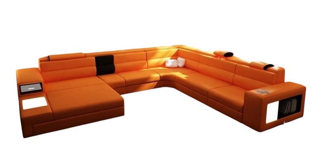 Xlmoebel Ecksofa Ecksofa in modernem Design mit Lederoptik, USB-Anschluss, günstig online kaufen