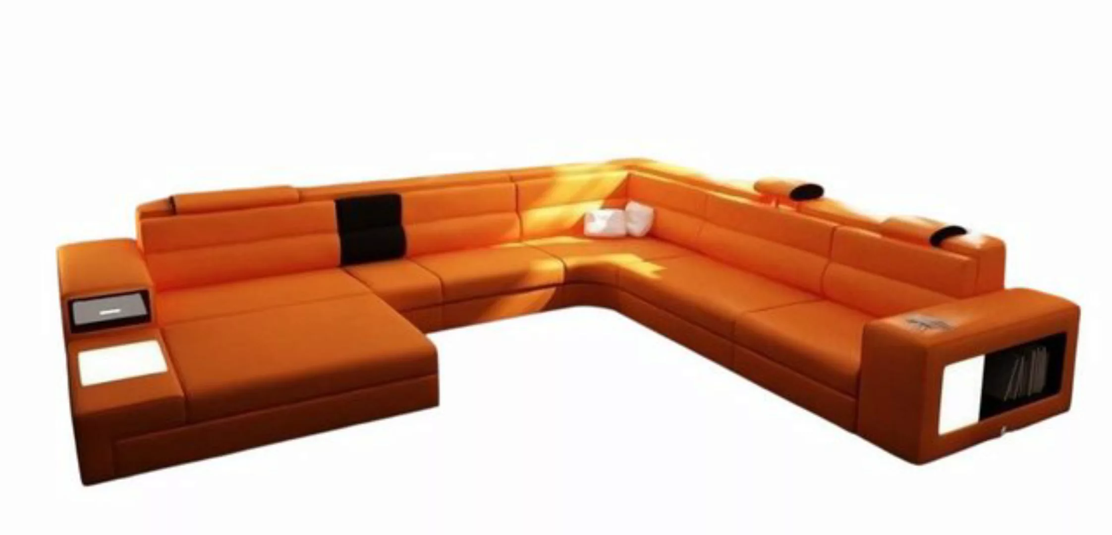 Xlmoebel Ecksofa Ecksofa in modernem Design mit Lederoptik, USB-Anschluss, günstig online kaufen