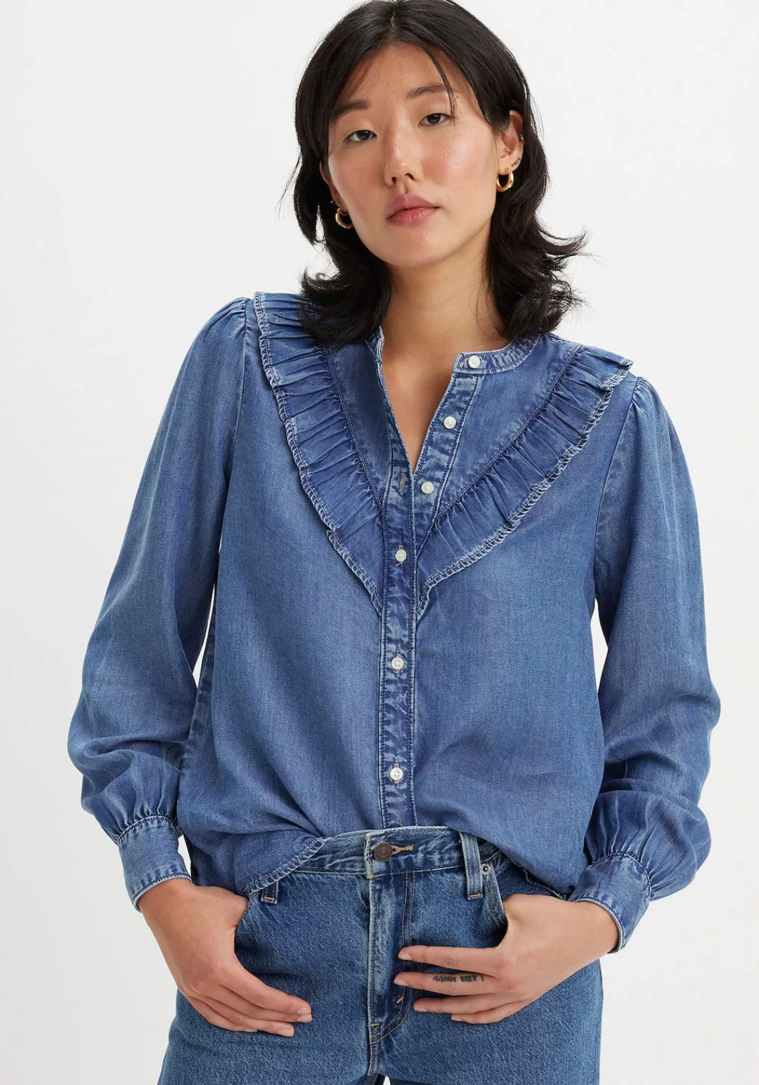 Levis Jeansbluse "CARINNA BLOUSE DEM DA", mit Rüsschen Applikation günstig online kaufen