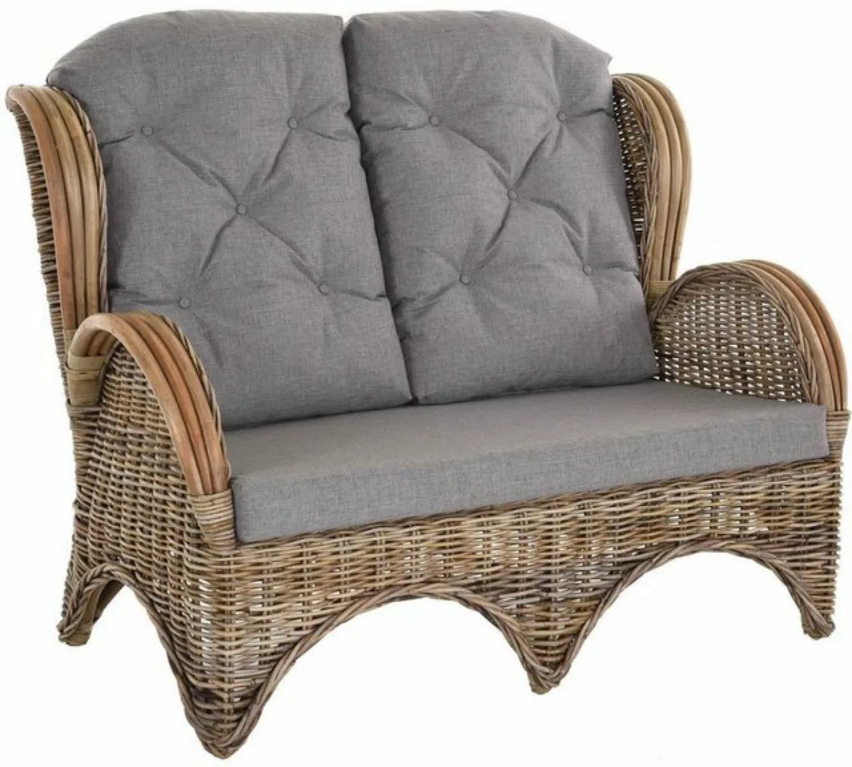 Krines Home Loungesofa Rattan-Sofa 2-Sitzer Korbsofa Sofa Hochlehn-Sofa Win günstig online kaufen