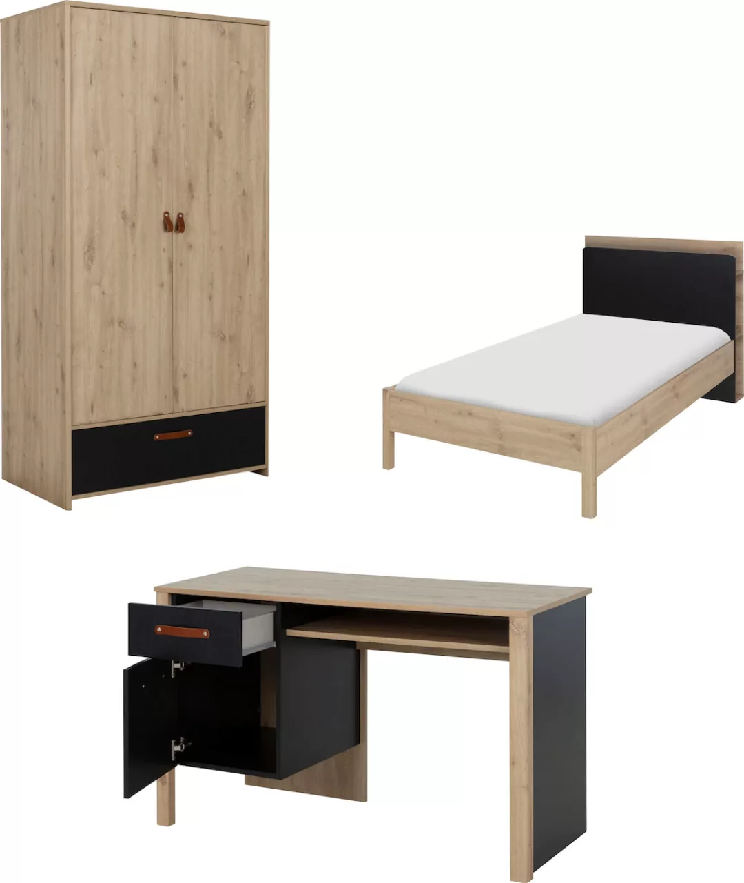 Gami Jugendzimmer-Set "Arthus", (4 tlg., Bett mit Kopfteil, Kleiderschrank, günstig online kaufen