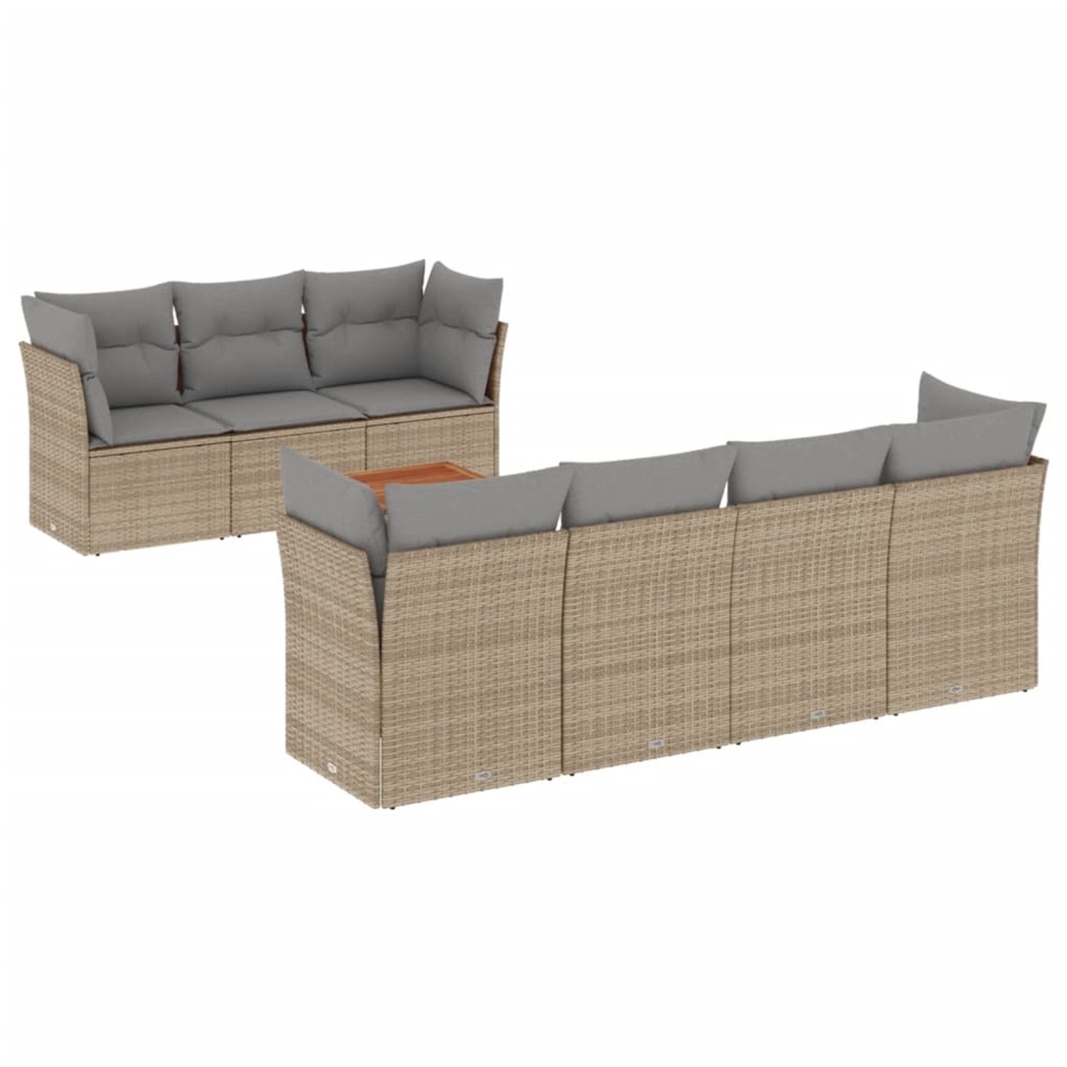 vidaXL 8-Tlg Garten-Sofagarnitur mit Kissen Beige Poly Rattan 3255835 günstig online kaufen