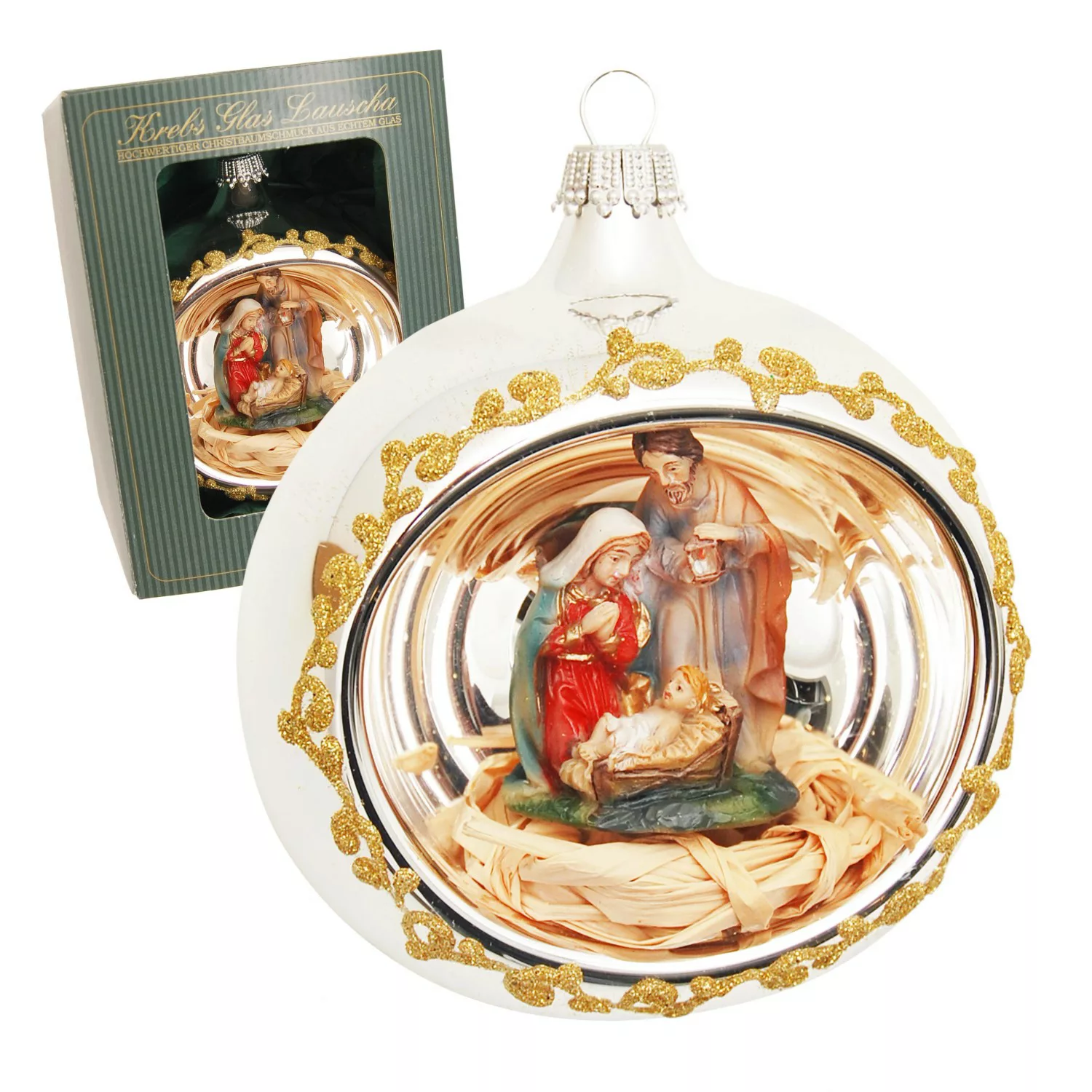 Krebs Glas Lauscha Weihnachtskugel Heilige Familie 1-tlg. 9cm günstig online kaufen