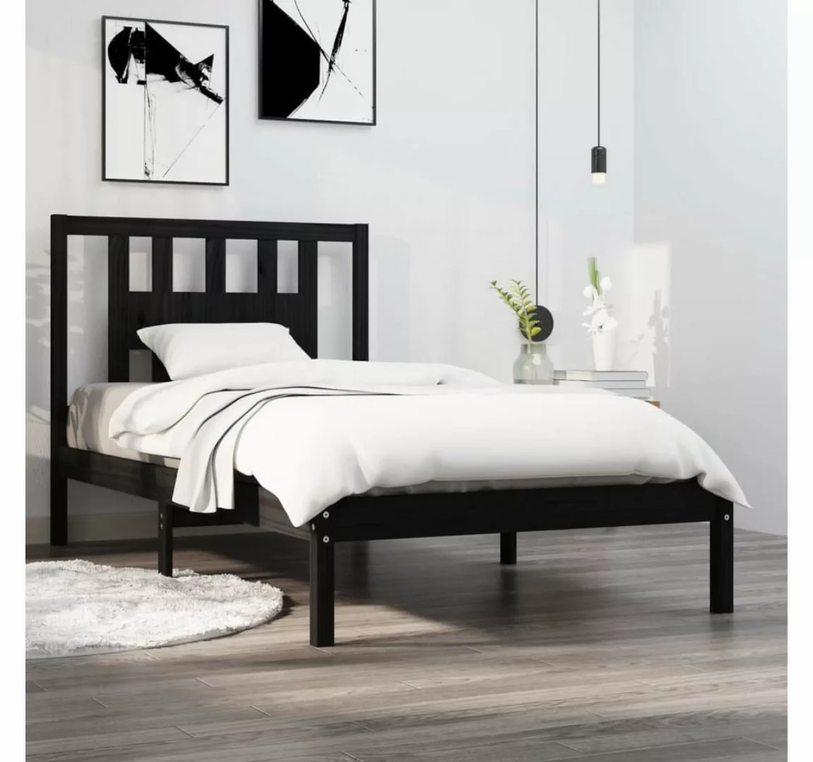 furnicato Bett Massivholzbett Schwarz Kiefer 100x200 cm günstig online kaufen