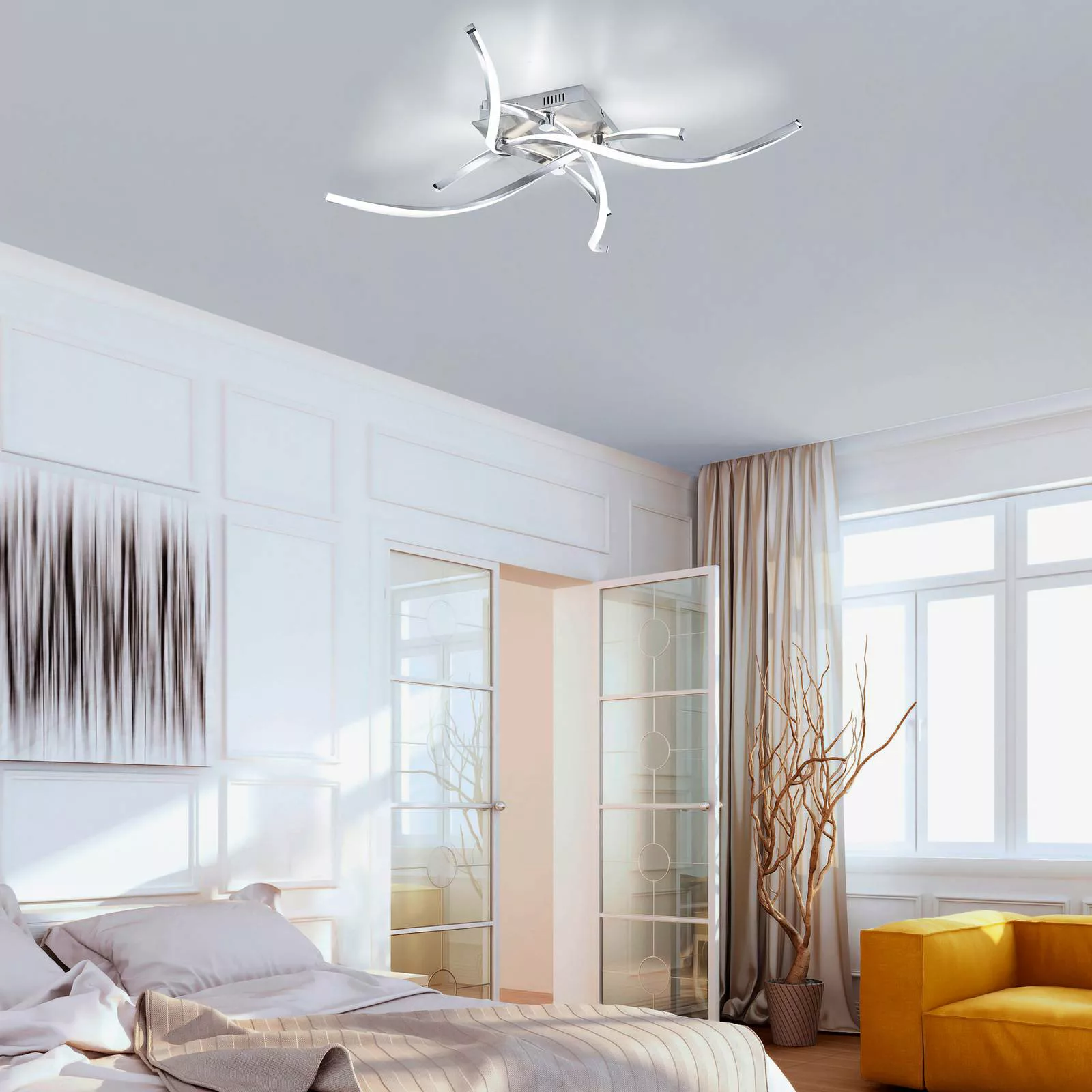 LED-Deckenleuchte Polina, SimplyDim, 4-fl., silber günstig online kaufen