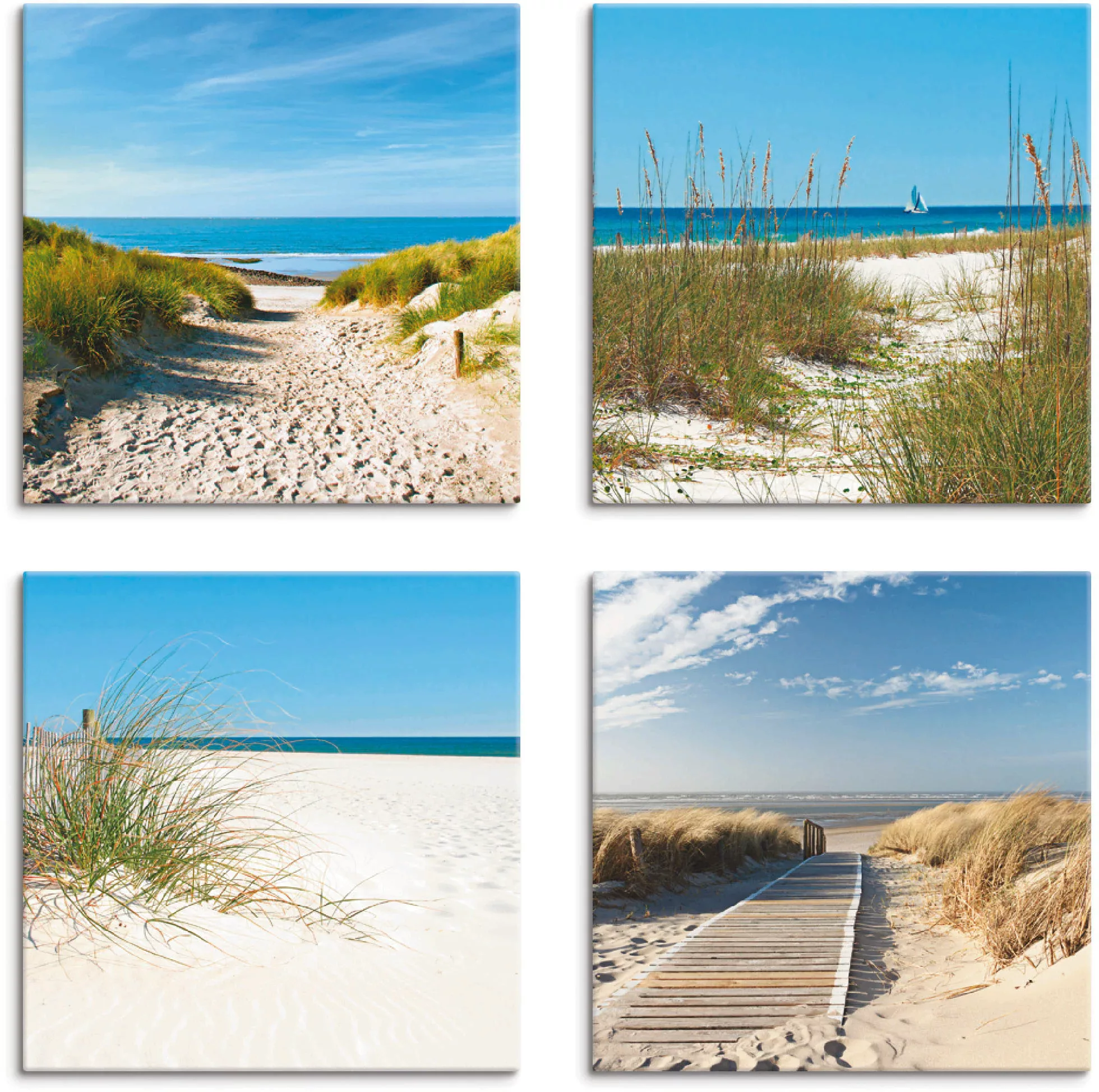 Artland Leinwandbild »Strand und Sanddünen«, Strand, (4 St.) günstig online kaufen