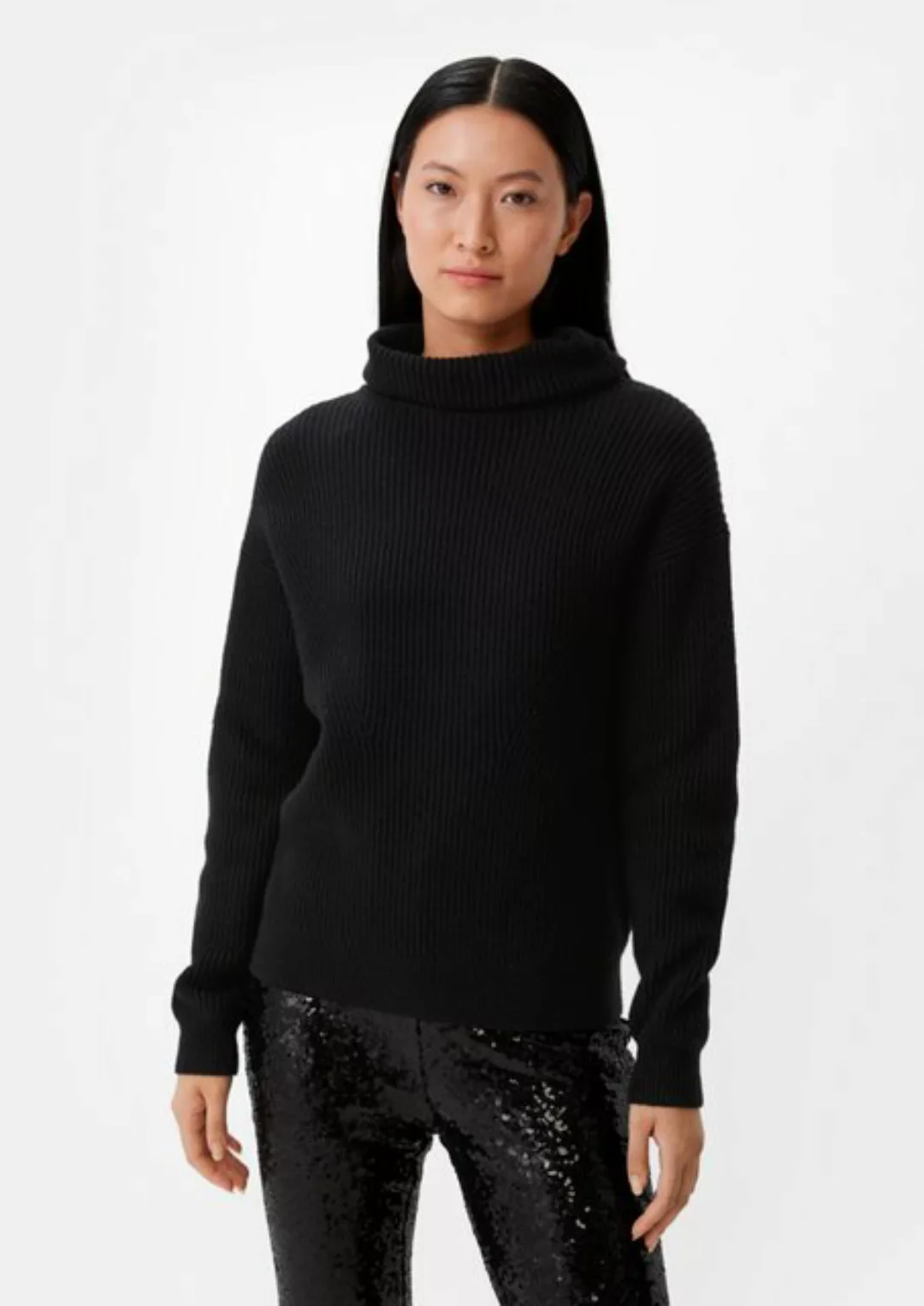 Comma Langarmshirt Strickpullover mit Turtleneck günstig online kaufen