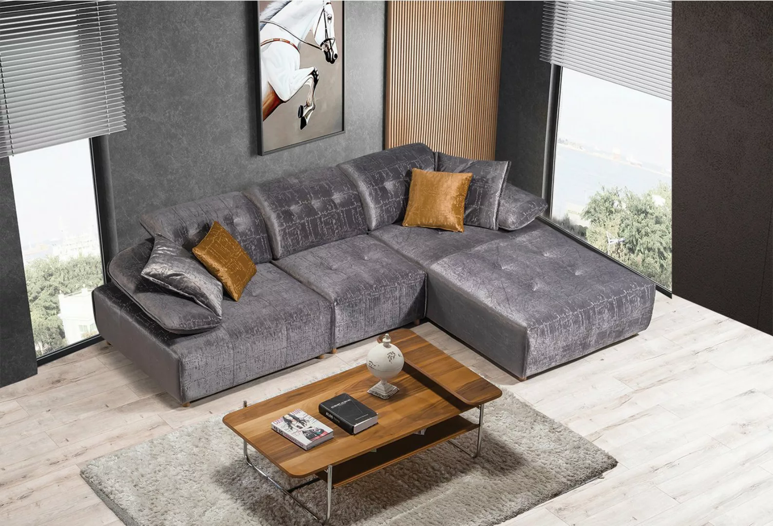 Viva Möbel Sofa LARGO, L190 x R285 cm Ottomane links, Luxuriöses Ecksofa mi günstig online kaufen