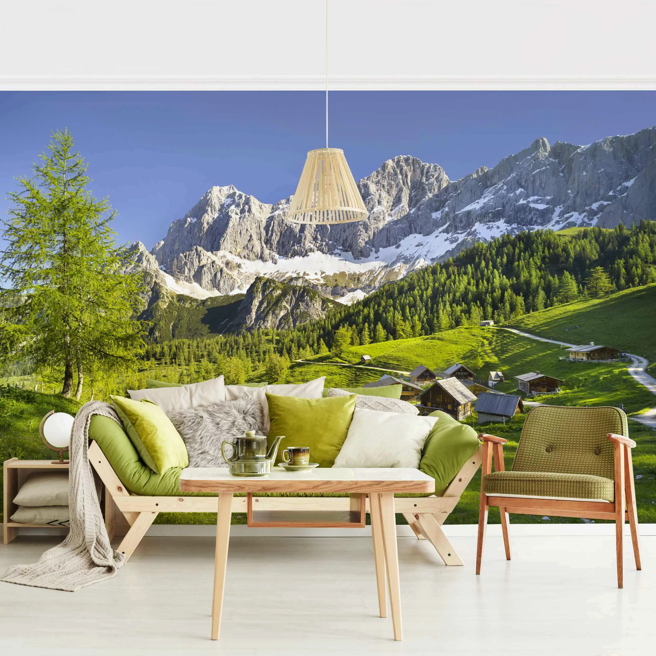 Bilderwelten Fototapete Steiermark Almwiese grün Gr. 192 x 192 günstig online kaufen