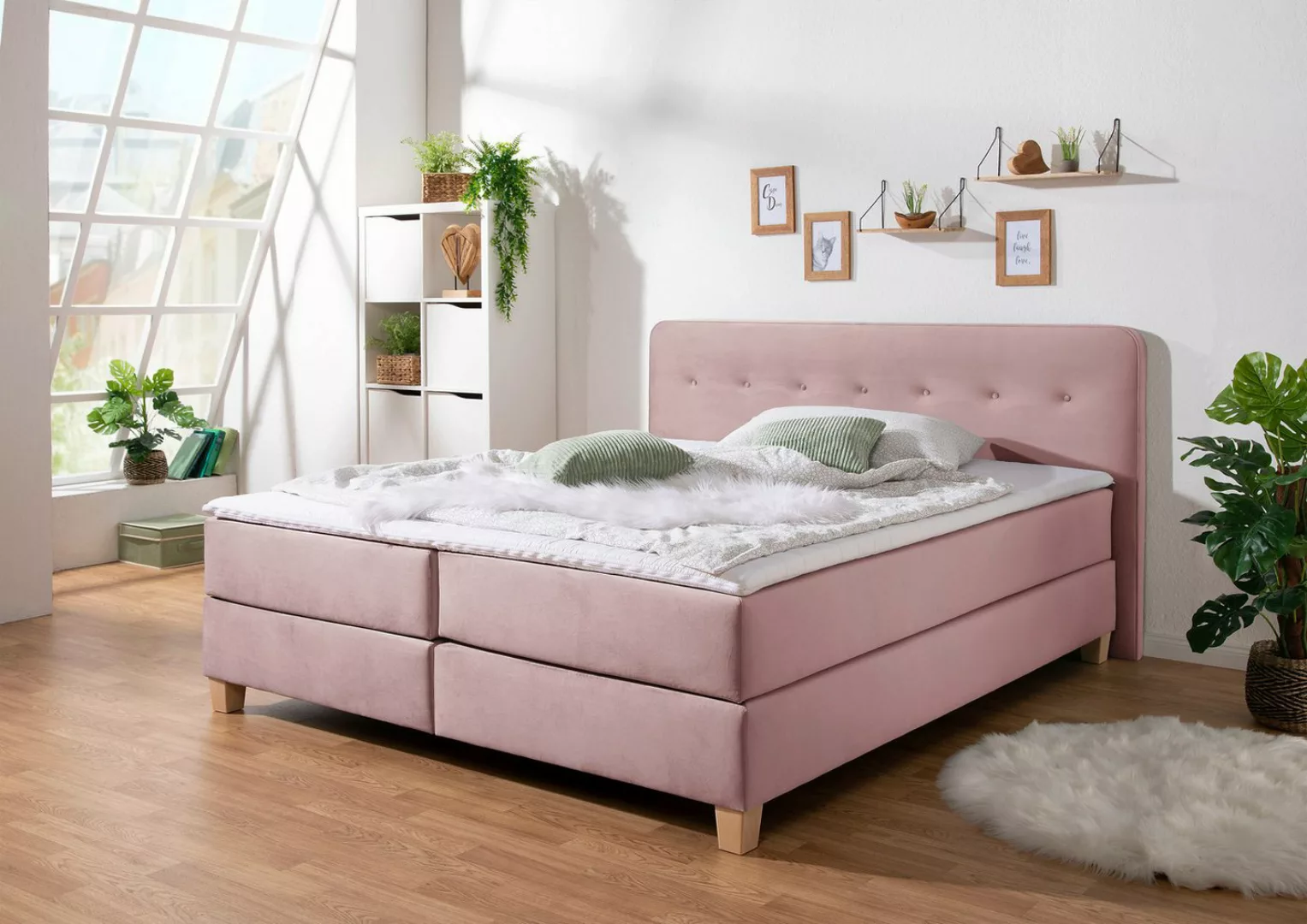 Home affaire Boxspringbett "Fargo", in Überlänge 220 cm, mit Topper, 3 Ausf günstig online kaufen