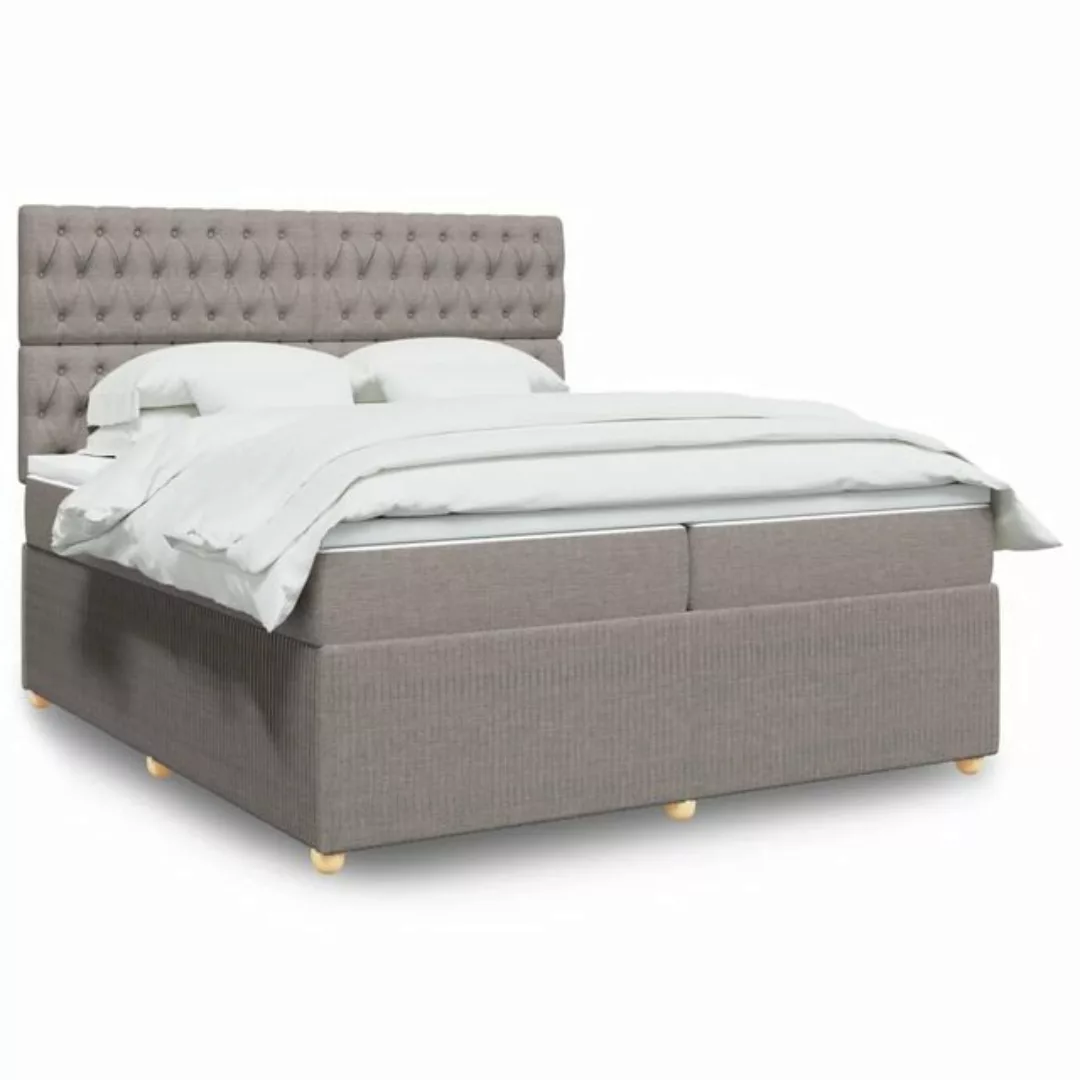 vidaXL Boxspringbett, Boxspringbett mit Matratze Taupe 200x200 cm Stoff günstig online kaufen