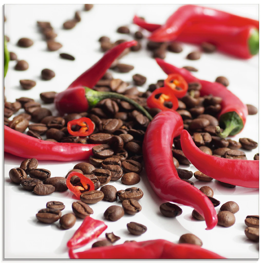 Artland Glasbild "Frische Chili auf Kaffee", Lebensmittel, (1 St.), in vers günstig online kaufen