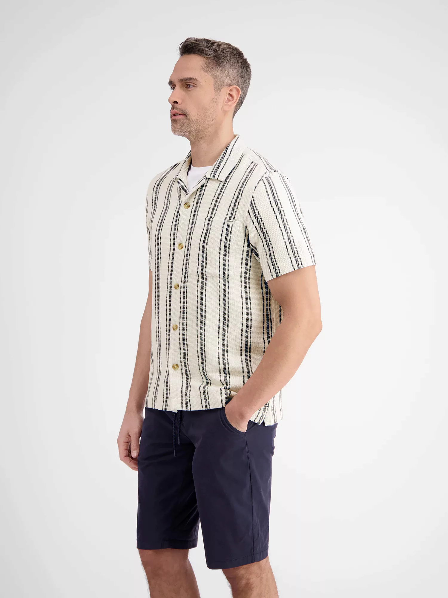 LERROS Kurzarmhemd "LERROS Streifenhemd mit modischen Resort Kragen" günstig online kaufen