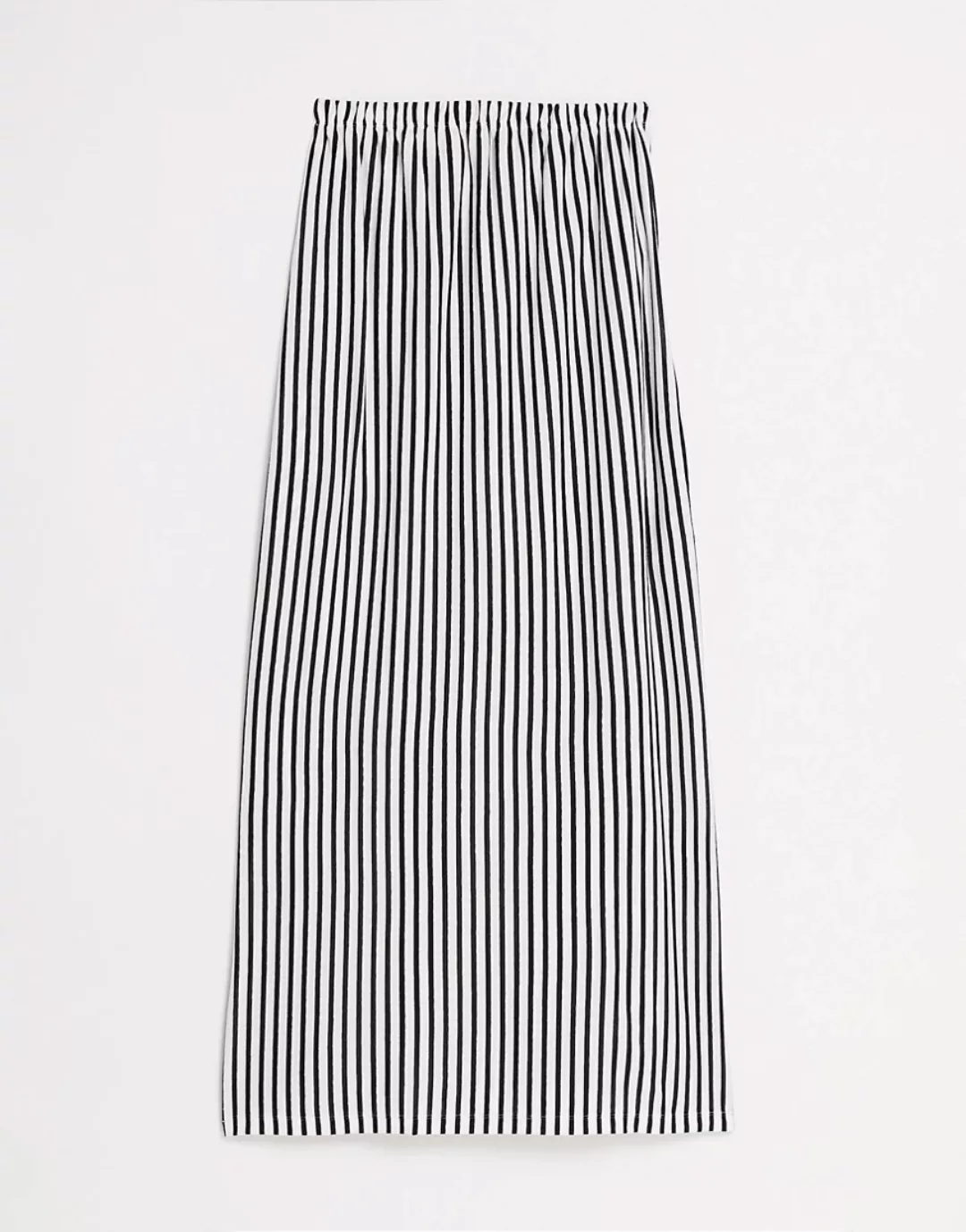 ASOS DESIGN – Trägerloses Maxi-Sommerkleid mit Taschen in Schwarz-Weiß gest günstig online kaufen