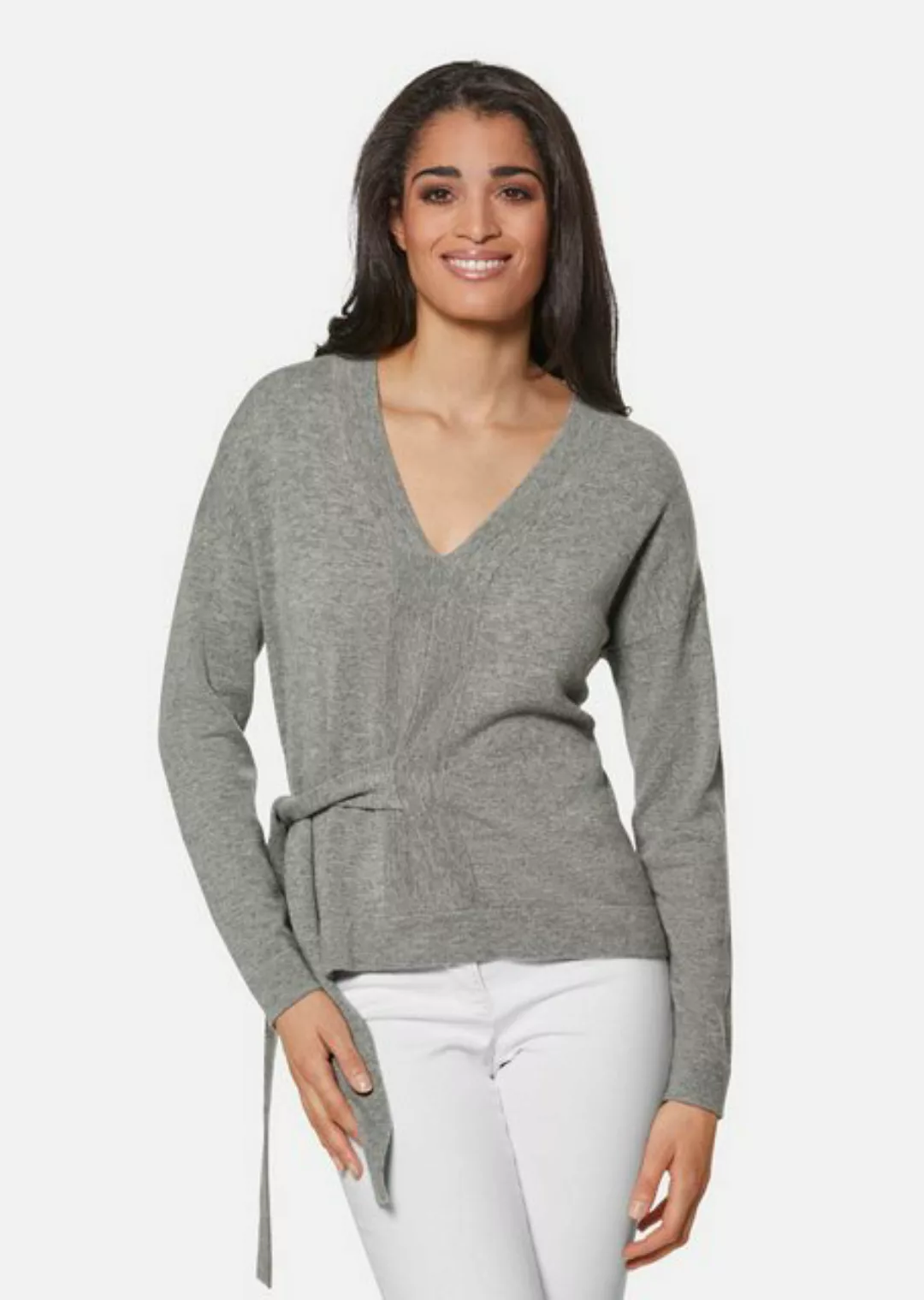 MADELEINE Strickpullover V-Pullover mit Bindeband günstig online kaufen